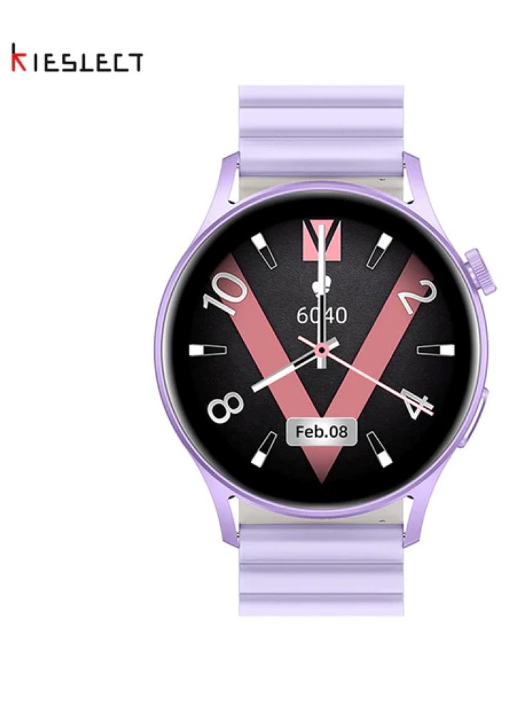 KIESLECT - Lady Watch Lora Calling Smartwatch With 1.32" AMOLED Touch Screen/24H Heart Rate & SPO2 & Sleep Monitor/Female Menstrual Reminder/70-Sport Modes/Single Magnetic Straps(Purple) - Image 1