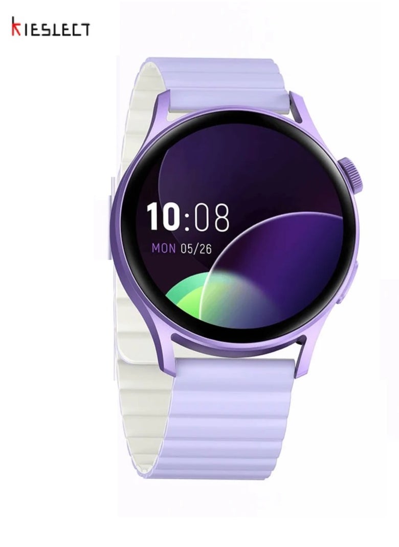 KIESLECT - Lady Watch Lora Calling Smartwatch With 1.32" AMOLED Touch Screen/24H Heart Rate & SPO2 & Sleep Monitor/Female Menstrual Reminder/70-Sport Modes/Single Magnetic Straps(Purple) - Image 1
