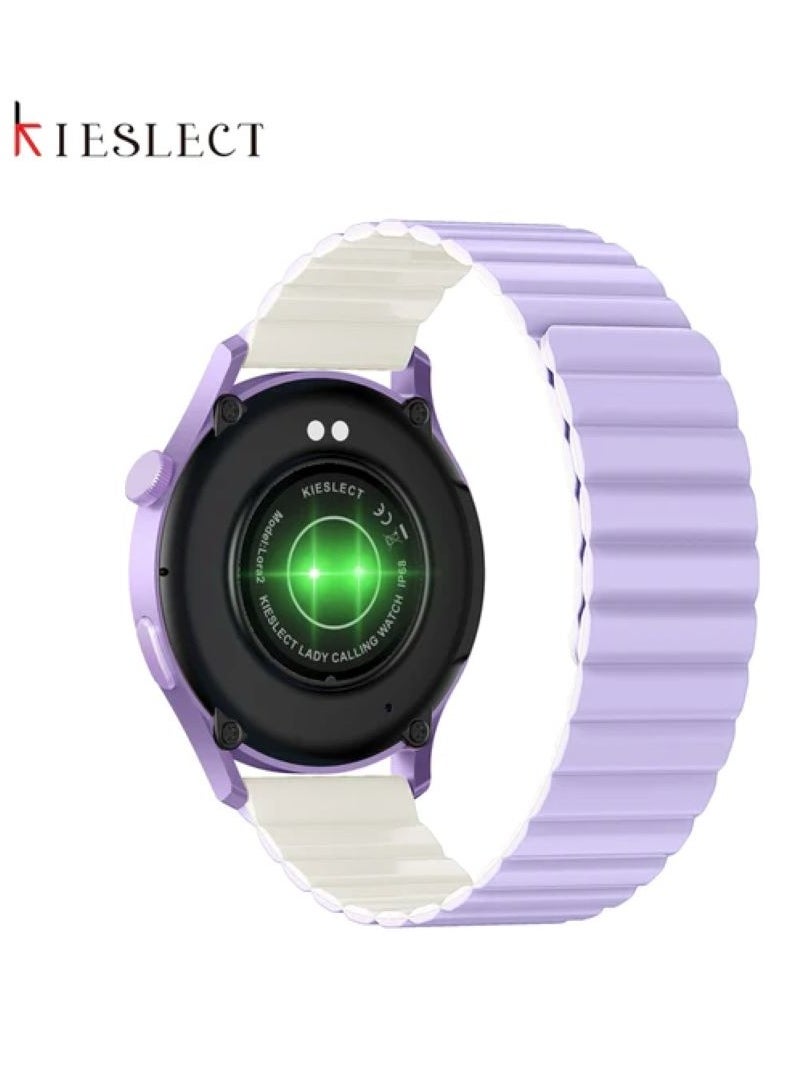 KIESLECT - Lady Watch Lora Calling Smartwatch With 1.32" AMOLED Touch Screen/24H Heart Rate & SPO2 & Sleep Monitor/Female Menstrual Reminder/70-Sport Modes/Single Magnetic Straps(Purple) - Image 1