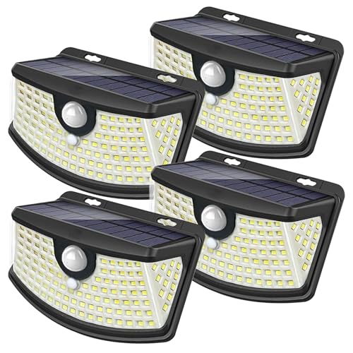 Aootek New Solar Motion Sensor Lights 120 LEDs with Lights Reflector,270° Wide Angle, IP65 Waterproof, Step Lights for Front Door, Yard, Garage, Deck (Front Button 4-Pack) - Image 1