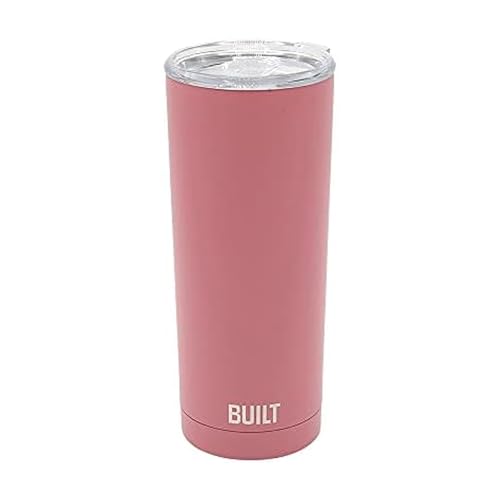 BUILT 20 Ounce Double Wall Vacuum Sealed Stainless Steel Coffee and Water Tumbler Easy to Clean Tritan Lid with Rotating Splash Guard, Pink (5286294) - Image 1