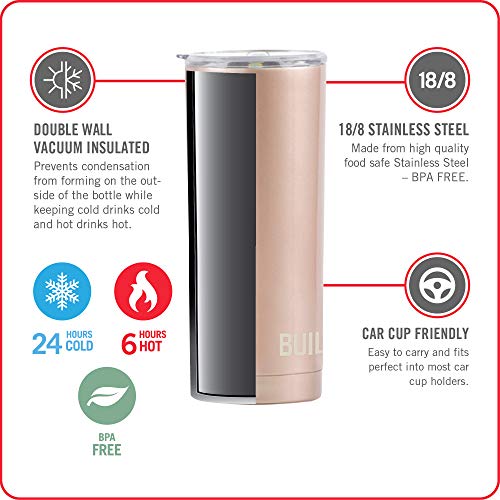 BUILT 20 Ounce Double Wall Vacuum Sealed Stainless Steel Coffee and Water Tumbler Easy to Clean Tritan Lid with Rotating Splash Guard, Pink (5286294) - Image 4