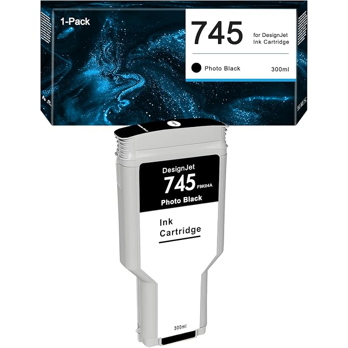 745 Ink Cartridge 300 ML Compatible for Designjet Z2600 Z5600 Large Format Printer (1 Pack) (Photo Black)