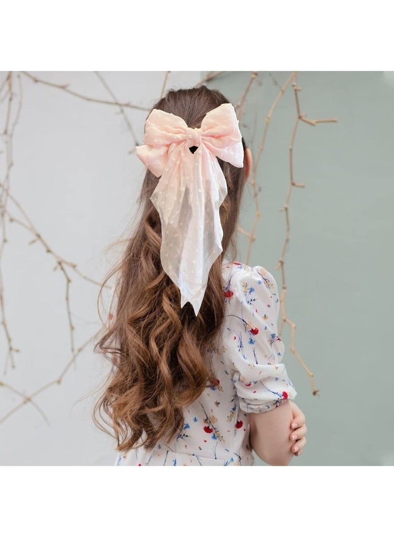 3 Pieces Large Hair Bows with Long Tail for Women and Girls - Big Plain Color Bowknot Barrettes in Bright Colors - Image 4