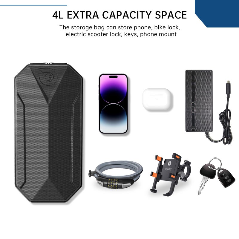 Hiboy Scooter Storage Bag  4L Large Capacity Handlebar Bag  Front Hanging Bag For Electric Scooter/Electric Bike  For Carrying Chargers  Phone  Keys With Waterproof Hardshell Eva Material - Image 2