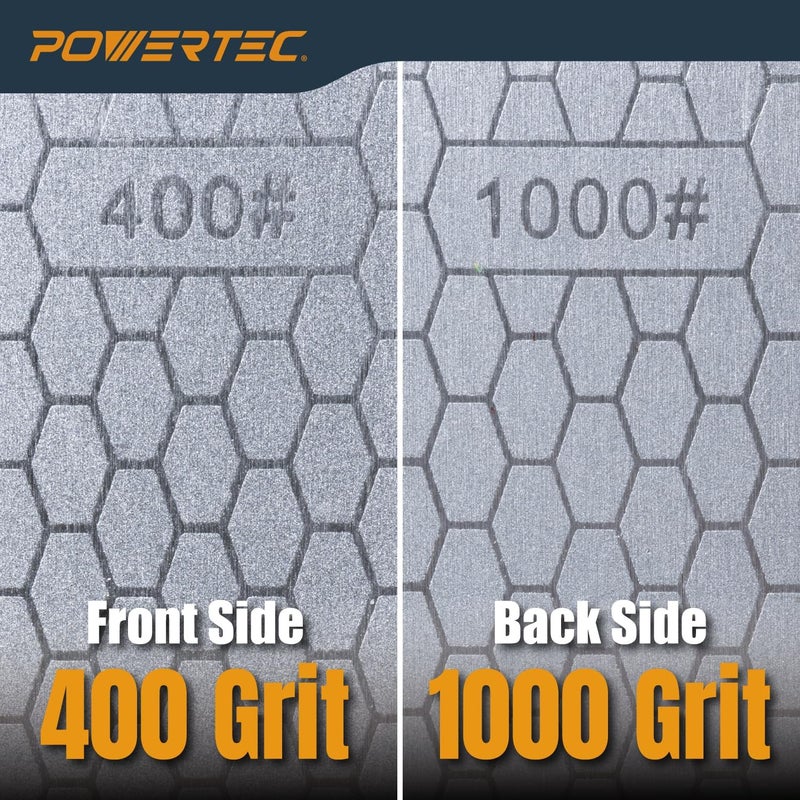 POWERTEC Diamond Whetstone, 400/1000 Dual Grit Diamond Knife Sharpener, 8" Whetstone with Non-Slip Base for Pocket Knives, Scissors, Chisels, Blades, Woodworking (72245) - Image 3