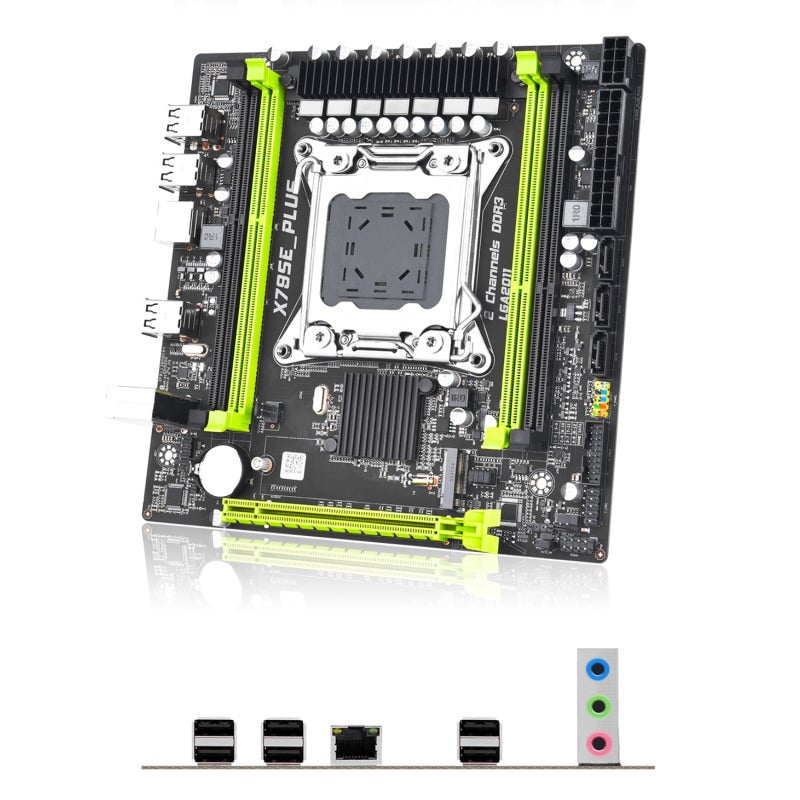 لوحة الأم سطح المكتب PC سوداء بأكها صلبة، تغذية بخطاطة 7 مراحل، لوحة ألعاب LGA 2011 - لوحة أم ذاكرة DDR3 M.2 NVME عالية السرعة للاستخدام في الألعاب والمكتب - Image 3