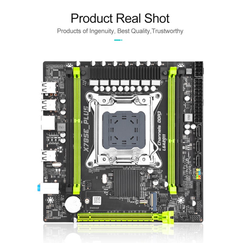لوحة الأم سطح المكتب PC سوداء بأكها صلبة، تغذية بخطاطة 7 مراحل، لوحة ألعاب LGA 2011 - لوحة أم ذاكرة DDR3 M.2 NVME عالية السرعة للاستخدام في الألعاب والمكتب - Image 4
