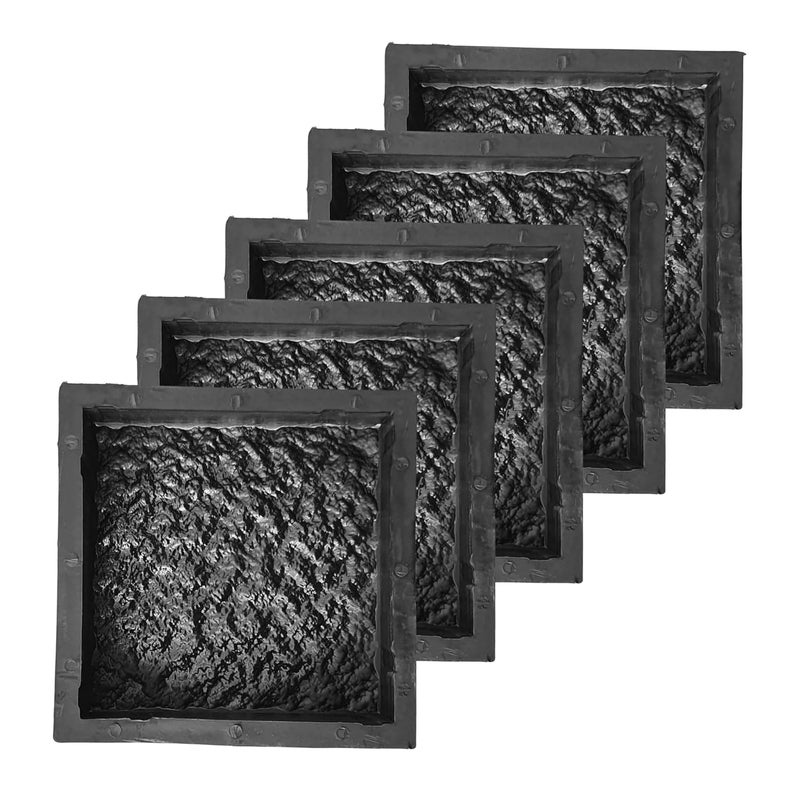 Reyal 8X8 MARBLE Paver Block Mould Pack of 5 Black PVC Make in India PVC Rubber Mould Outdoor Paving Stone Maker - Image 1