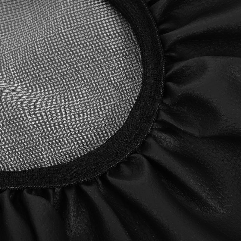 Pu Round Stool Cover Waterproof Barstool Chair Cover, 32cm Diameter with 10cm Side, Black Pu Seat Slipcover for Swivel Chair and Dining Room Stool - Image 3