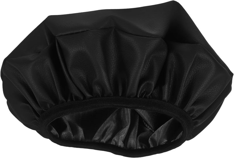 Pu Round Stool Cover Waterproof Barstool Chair Cover, 32cm Diameter with 10cm Side, Black Pu Seat Slipcover for Swivel Chair and Dining Room Stool - Image 1