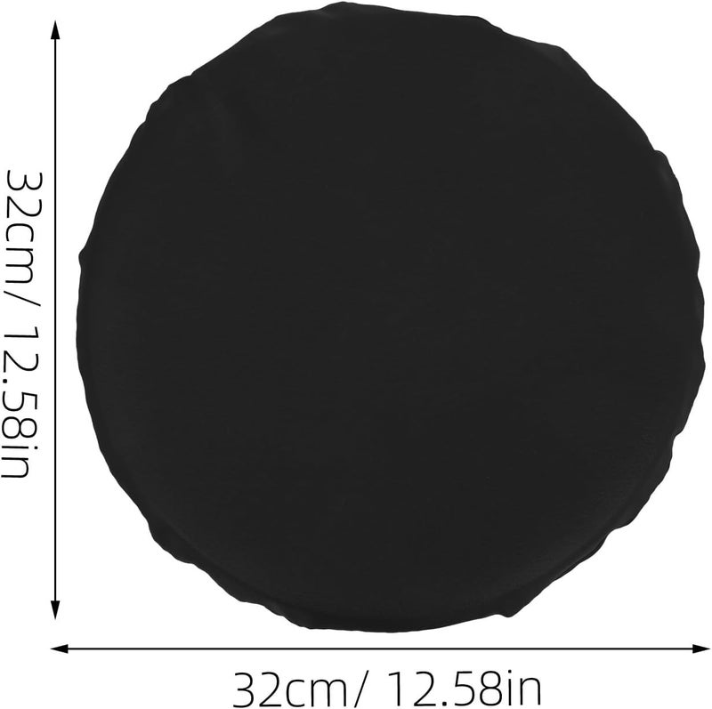 Pu Round Stool Cover Waterproof Barstool Chair Cover, 32cm Diameter with 10cm Side, Black Pu Seat Slipcover for Swivel Chair and Dining Room Stool - Image 2