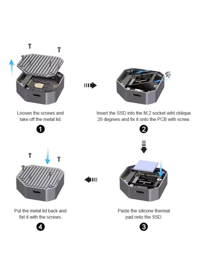 Quality Addicts M.2 2230 NVMe SSD Enclosure with Dynamic Cooling |USB-C to USB-C Portable Case for iPhone 15 Pro Max, iPad Pro, Android, Laptop, Tablet |2 TB storage - Image 4