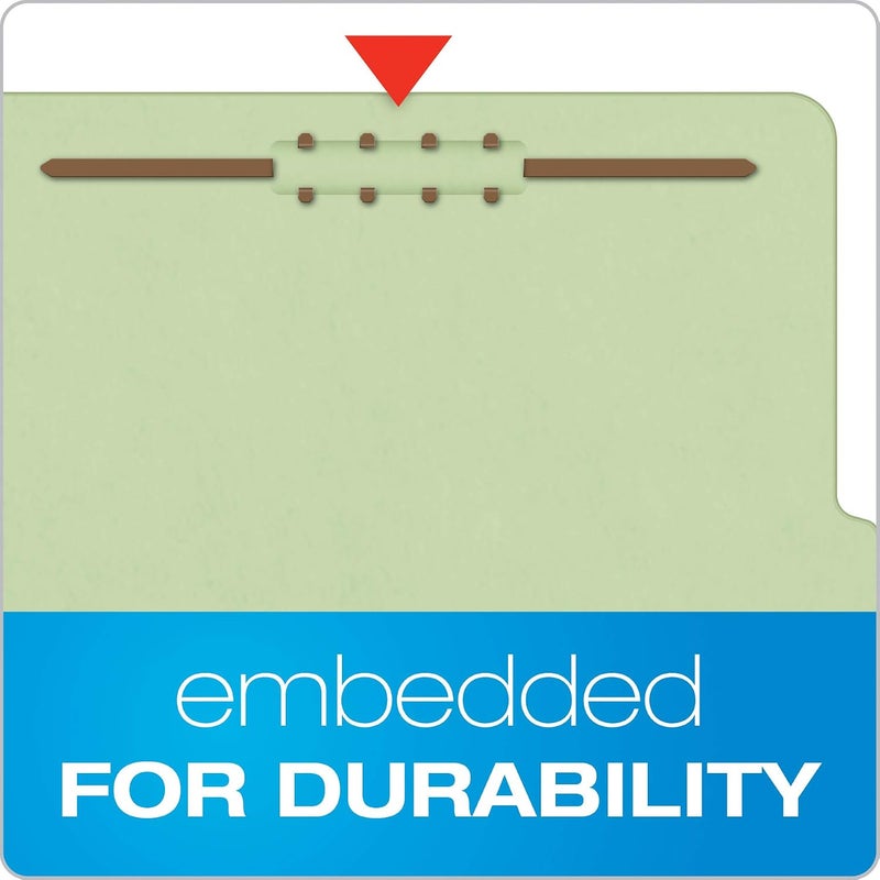 Pendaflex Recycled Classification File Folders, 1 Divider, 2" Embedded Fasteners, 2/5 Tab Cut, Legal Size, Light Green, Box of 10 (28776R) - Image 3