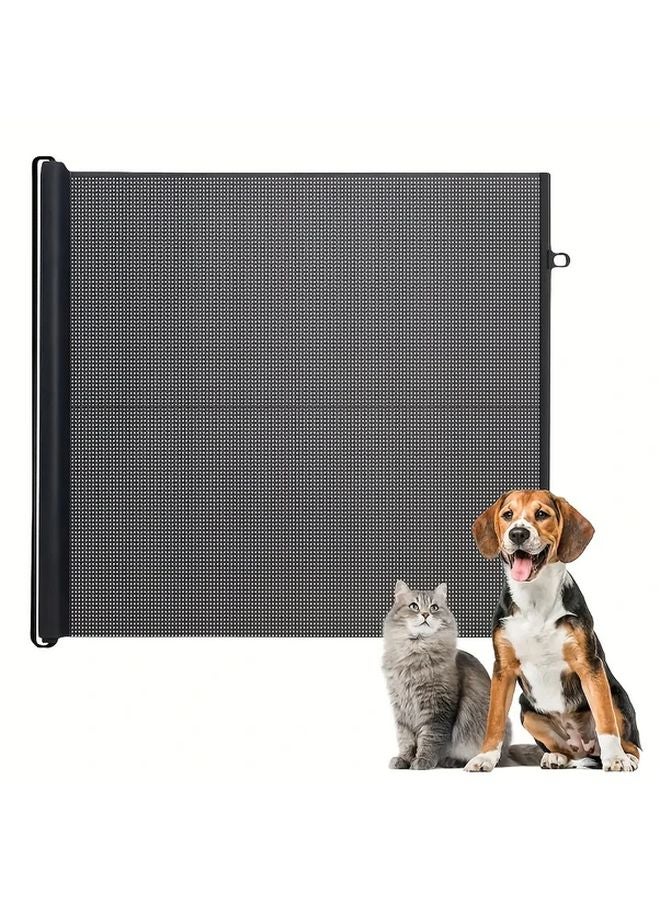 Medium No Drill Retractable Pet Gate Heavy Duty Adjustable Height Anti Slip Mesh - Image 2