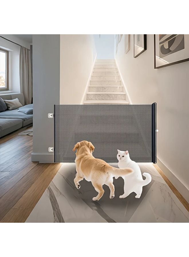 Medium No Drill Retractable Pet Gate Heavy Duty Adjustable Height Anti Slip Mesh - Image 5