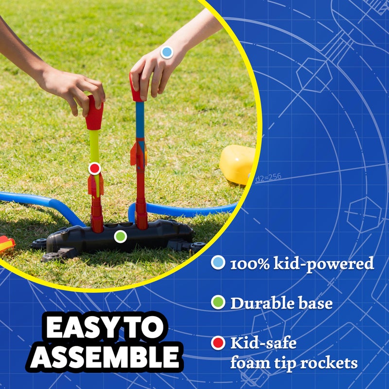 Stomp Rocket Original Dueling Rocket Launcher for Kids, 4 Rockets - Fun Backyard & Outdoor Kids Toys Gifts for Boys & Girls - Toy Foam Blaster Set Soars 200ft - Multi-Player Launcher Stand - Image 5