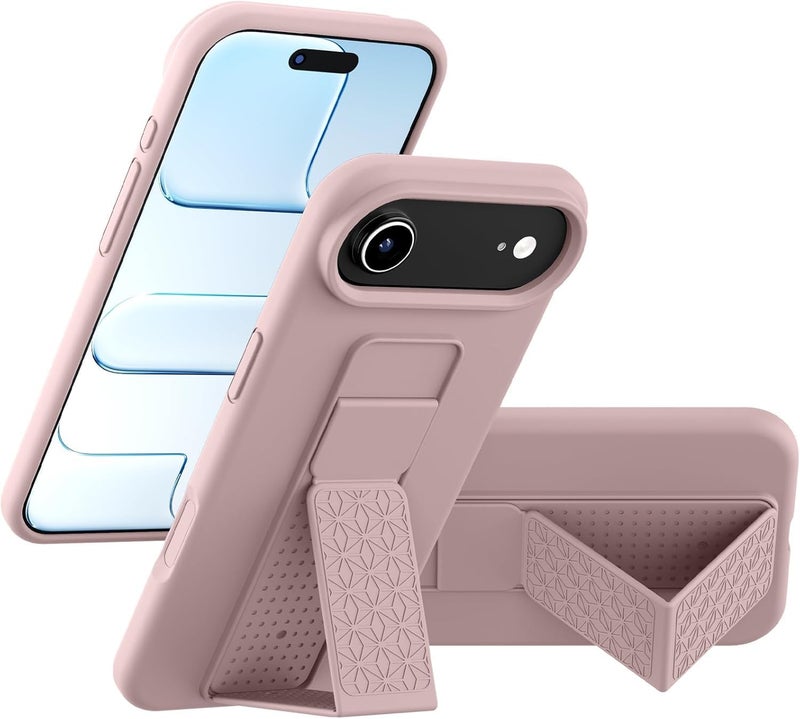 بورتوني حافظة iPhone 17 Air، غطاء حامل إصبع مع حامل قابل للطي، حافظة سيليكون ناعمة متعددة الحوامل مغناطيسية للسيارة لهاتف iPhone 17 Air مقاس 6.5 بوصة (بيج، iPhone 17 Air) - Image 1