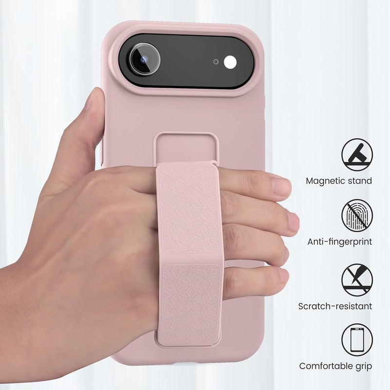 بورتوني حافظة iPhone 17 Air، غطاء حامل إصبع مع حامل قابل للطي، حافظة سيليكون ناعمة متعددة الحوامل مغناطيسية للسيارة لهاتف iPhone 17 Air مقاس 6.5 بوصة (بيج، iPhone 17 Air) - Image 5