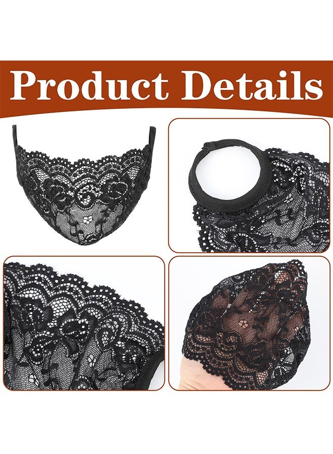 2Pcs Lace Face Mask,Black & White Lace Mask,Single Mesh Hollow Laces Face Masks for Masquerade Balls, Costume Parties, Bridal Photoshoots & Fashion Statement Looks - Image 3