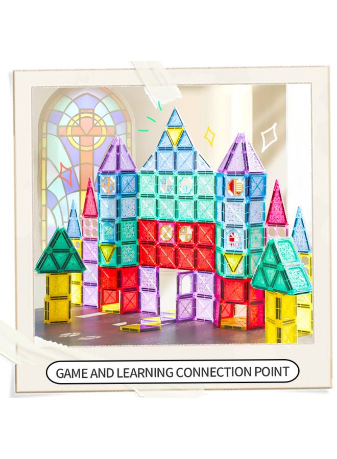 Children's Early Education Intelligence Toys Magnetic Puzzle Tube Set Pure Magnetism Building Blocks Brain Teaser Toy Suit-Specifications:Ice And Snow Castle-356PCs  - Image 2