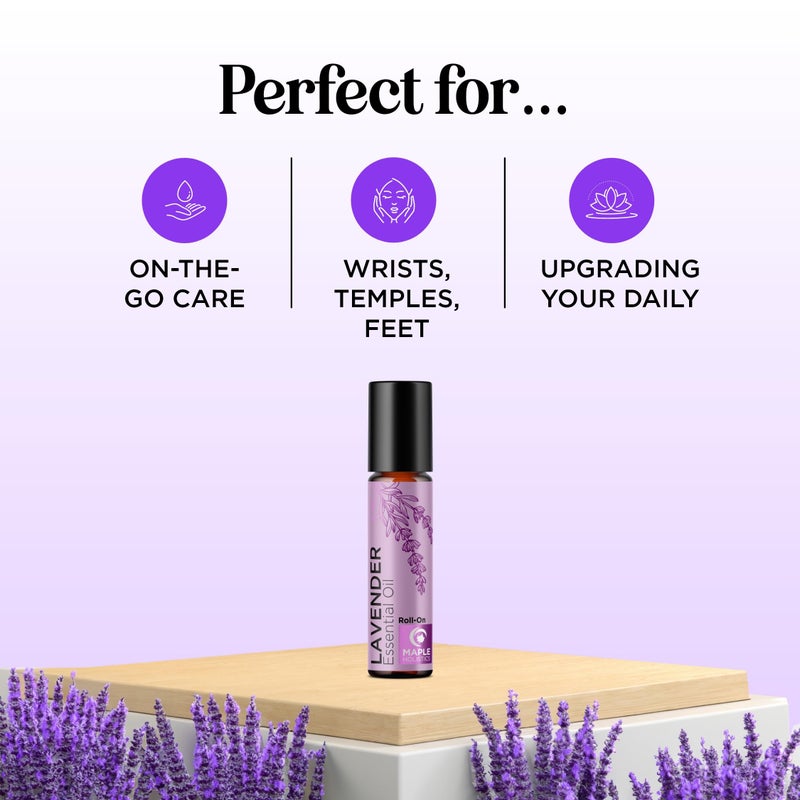 Maple Holistics Lavender Essential Oil Roll On - Calming Aromatherapy Oil Roller for Sleep Headaches and Relaxation - Natural Pre-Diluted Sleep Oil for Nighttime Relaxation with Lavender Essential Oil for Skin - Image 2