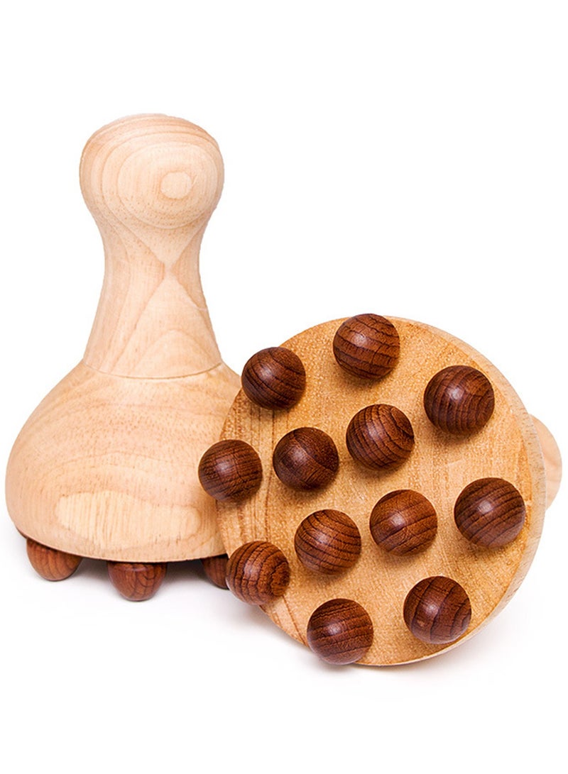 EastChoix Wooden Massage Brush - 12 Pearl Point Body Massage Tool, perfect for point massage on abdomen, neck, and back. Relaxes and shapes. Designed with oak, offering a soft and comfortable touch - Image 1