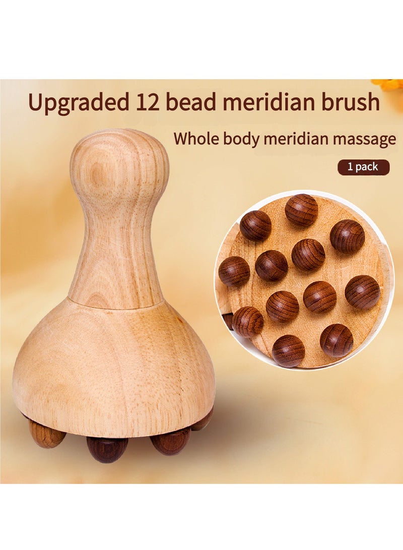 EastChoix Wooden Massage Brush - 12 Pearl Point Body Massage Tool, perfect for point massage on abdomen, neck, and back. Relaxes and shapes. Designed with oak, offering a soft and comfortable touch - Image 3