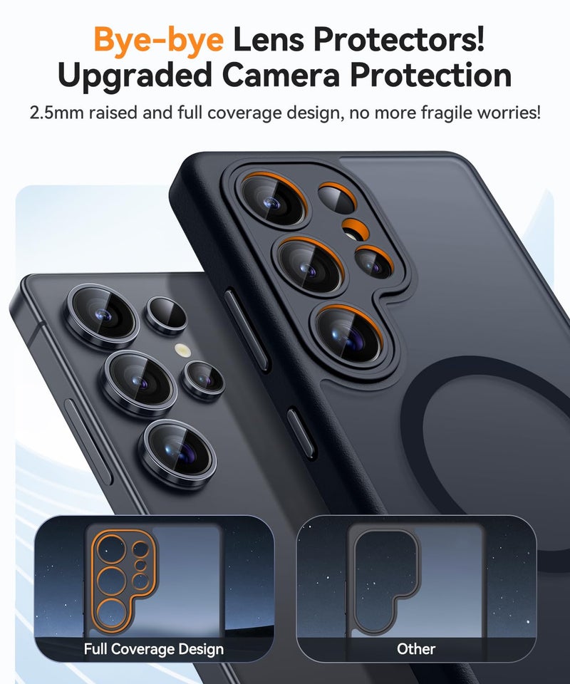 CANSHN Designed for Samsung Galaxy S25 Ultra Case (2025) [Full Camera Protection] [Compatible with Magsafe] Translucent Matte Back Protective Phone Cover, Black - Image 3