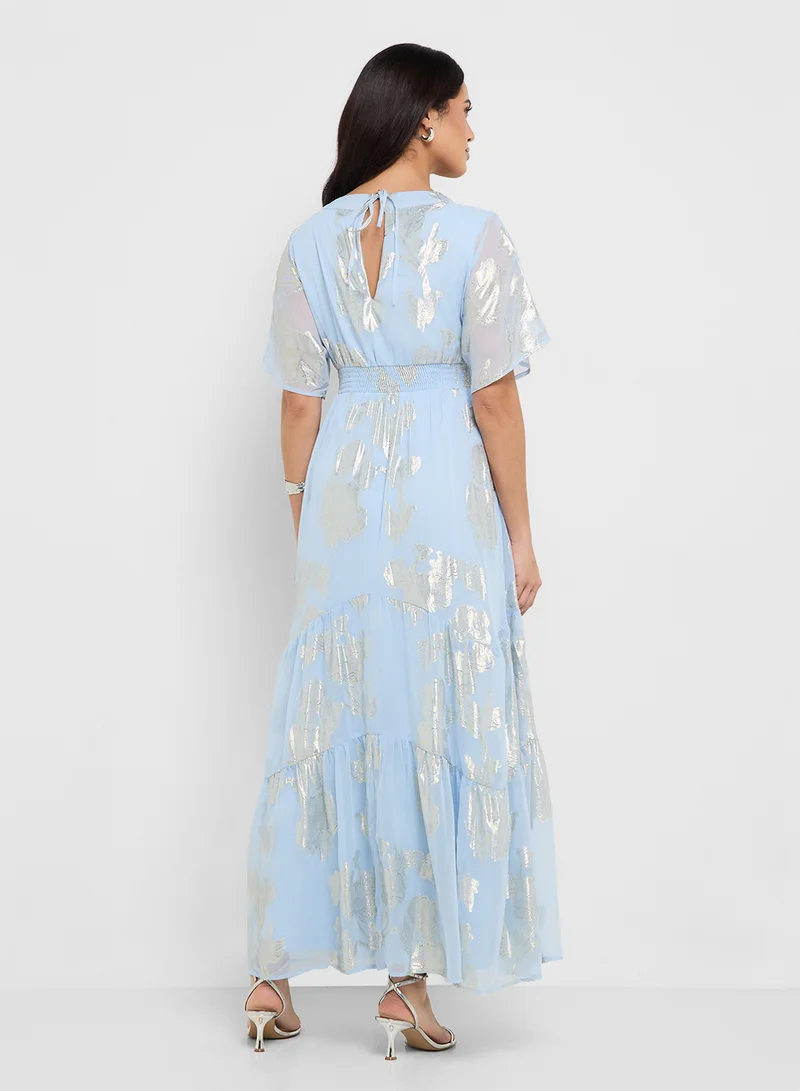 فيرو مودا Foil Print Detail Fit & Flare Dress