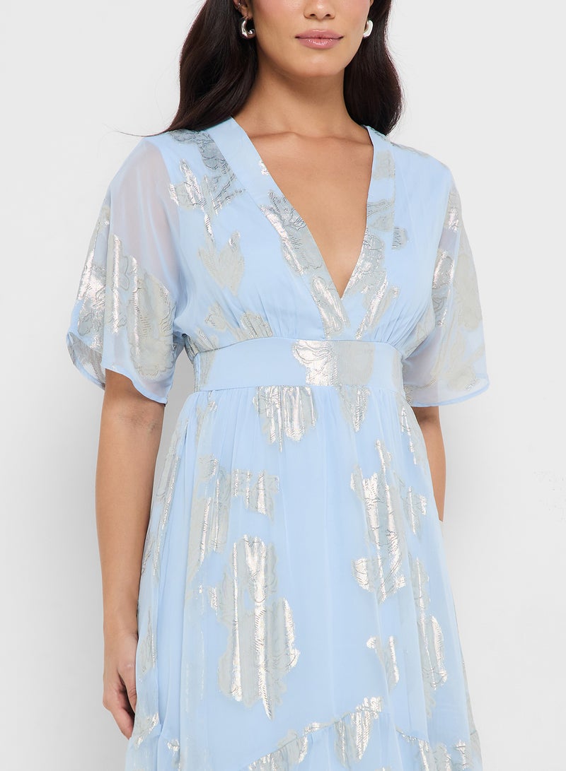 VERO MODA Foil Print Detail Fit & Flare Dress  - Image 3