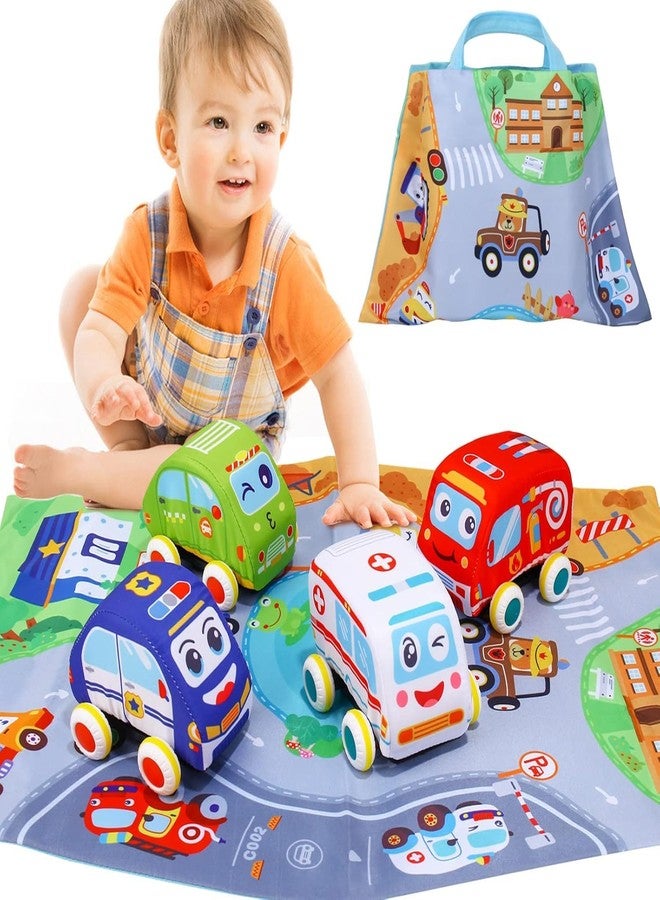 Slipps Pull Back Soft Car Toy Set with Play Mat Storage Bag for Toddlers | Toys for 1 2 3 Years Boys (1 Mat and 4 Unique Cars Included) - Image 1