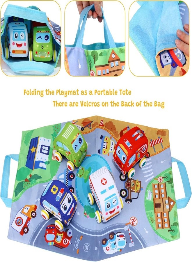 Slipps Pull Back Soft Car Toy Set with Play Mat Storage Bag for Toddlers | Toys for 1 2 3 Years Boys (1 Mat and 4 Unique Cars Included) - Image 4