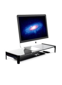 FlashHawk Tempered Glass Monitor Riser Stand with USB 2.0 3.0 Hub for Home Office  - Image 1