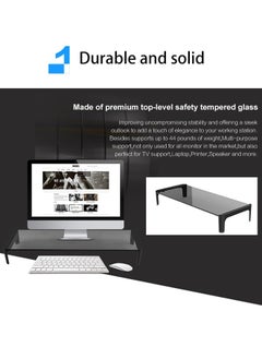 FlashHawk Tempered Glass Monitor Riser Stand with USB 2.0 3.0 Hub for Home Office  - Image 2