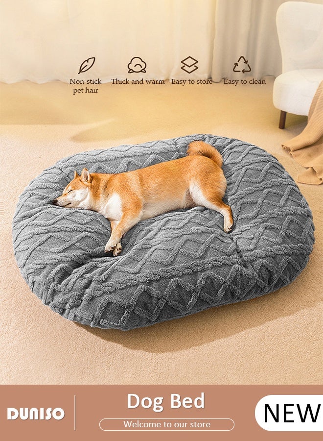 DUNISO Dog Bed, Winter Warm Plush Reversible Sleeping Mat with Sponge Pad for Large , Jumbo, Medium, Small Dogs, Non-Slip Washable Pet Sofa for Cats, Golden Retriever Kennel Pad - Image 1