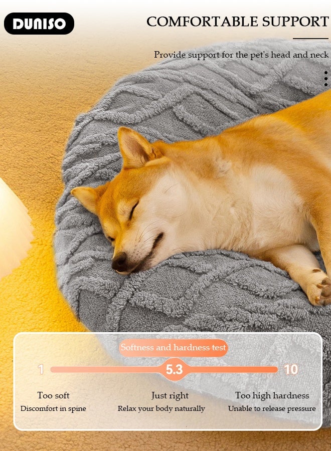 DUNISO Dog Bed, Winter Warm Plush Reversible Sleeping Mat with Sponge Pad for Large , Jumbo, Medium, Small Dogs, Non-Slip Washable Pet Sofa for Cats, Golden Retriever Kennel Pad - Image 3