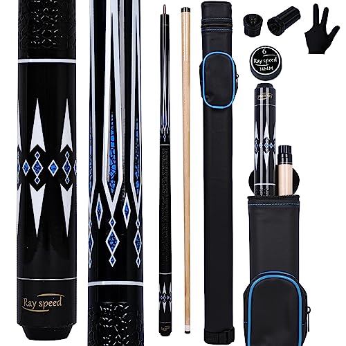 Ray speed Pool Cue Stick Low Deflection Shaft Billiard Cue Stick with Hard Case 1920 oz Professional Pool Stick BlackBlue 19 oz - Image 1