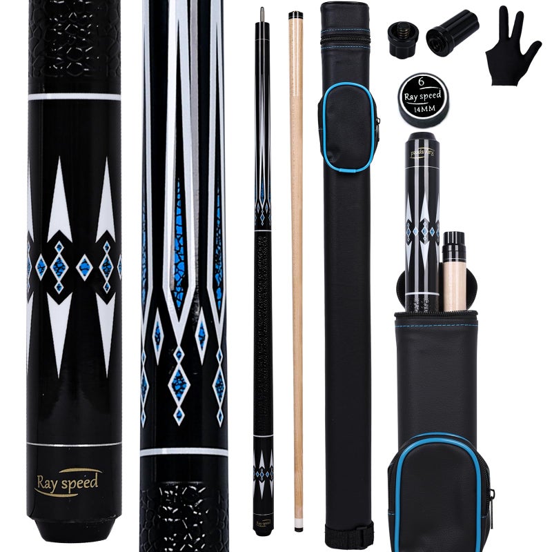Ray speed Pool Cue Stick Low Deflection Shaft Billiard Cue Stick with Hard Case 1920 oz Professional Pool Stick BlackBlue 19 oz - Image 2