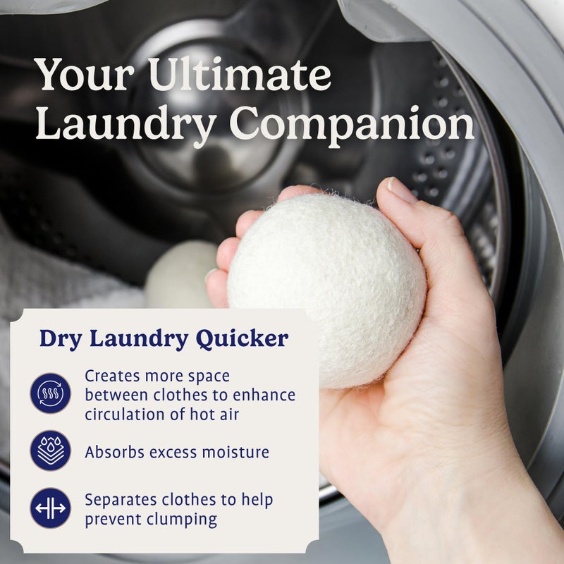 Handy Laundry Wool Dryer Balls - 2.5 Inch - Natural Fabric Softener, Reusable, Reduces Clothing Wrinkles and Saves Drying Time, Better Alternative to Plastic Balls and Liquid Softener (6-Pack) - Image 4