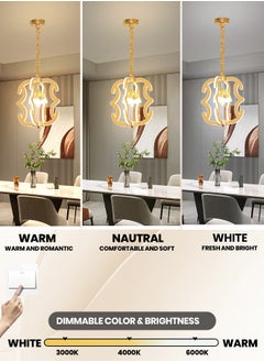 YATAI LIGHTING YATAI Modern LED Pendant Light Fixture ,3-Color Dimming Modern Elegance Chandelier , Golden Acrylic Hanging Pendant Lighting LED Chandelier Lamp for Dining Table, Restaurant ,Living Room,106W  - Image 3