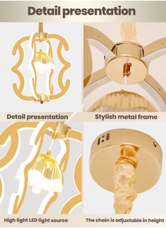 YATAI LIGHTING YATAI Modern LED Pendant Light Fixture ,3-Color Dimming Modern Elegance Chandelier , Golden Acrylic Hanging Pendant Lighting LED Chandelier Lamp for Dining Table, Restaurant ,Living Room,106W  - Image 4