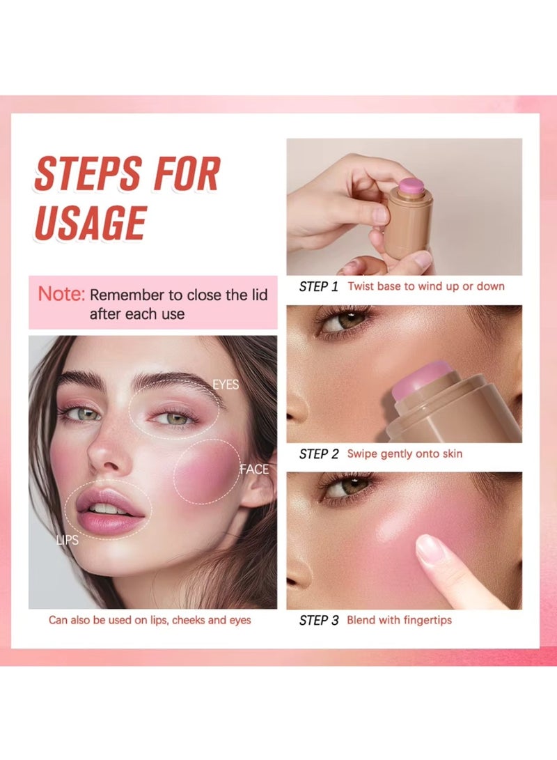 lakerain عصا أحمر خدود جيب كريم أحمر خدود طويل الأمد خفيف الوزن طبيعي مقاوم للماء مقاوم للعرق مرطب أحمر خدود و أحمر شفاه كريم قابل للمزج 04 - Image 3