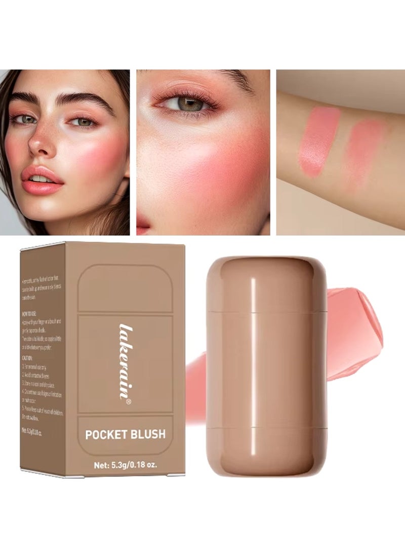 lakerain عصا أحمر خدود جيب كريم أحمر خدود طويل الأمد خفيف الوزن طبيعي مقاوم للماء مقاوم للعرق مرطب أحمر خدود و أحمر شفاه كريم قابل للمزج 04 - Image 1