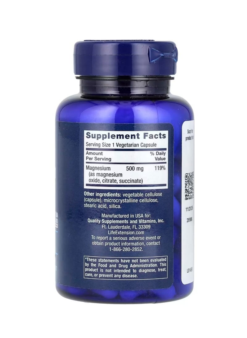 Life Extension Magnesium Caps 500 mg 100 Vegetarian Capsules - Image 2