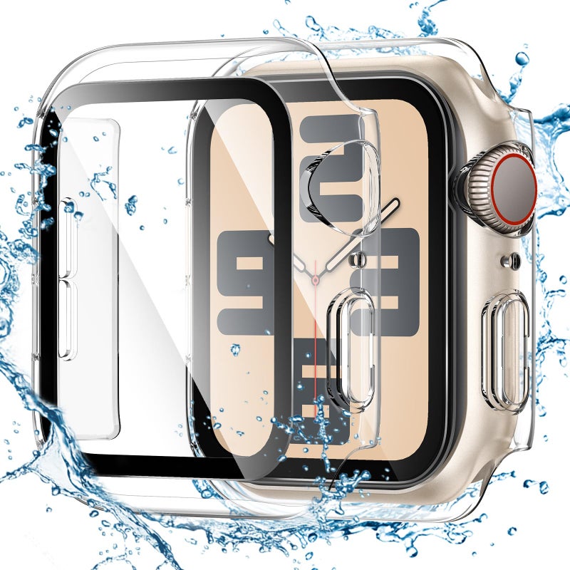 Tensea for Waterproof Apple Watch Screen Protector Case SE2 Series SE 6 5 4 40mm Accessories, iWatch Protective PC Face Cover Built-in Tempered Glass Film, Sweatproof Bumper for Women Men 40 mm - Image 1