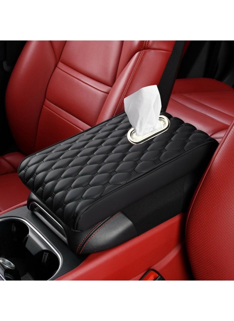 MOTRK - car center console armrest, Car Armrest Box Padding Wave Embroidery PU Leather Center Console Cover Design Interior, car armrest, car accessories, car seat cover - Image 1