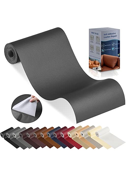 YAFLC YAFLC Leather Repair Patch for Furniture 4 x 63 Self Adhesive Leather Repair Kit Vinyl Repair Tape for Car Seat Sofa Jackets Couches Chair Dark Grey 