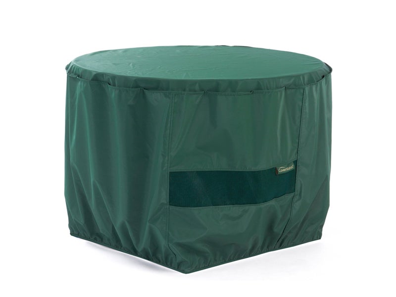 Covermates Classic Round Outdoor Fire Pit Cover â€“ All-Weather, Water-Resistant Heavy-Duty Viny with Mesh Vent, Elastic Hem for Patio Furniture Protection, Round 36DIAMETER x 25H, Green - Image 1