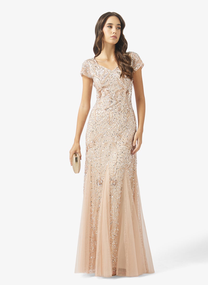 Namshi x Beaded Embellished A Line Gown - Image 4